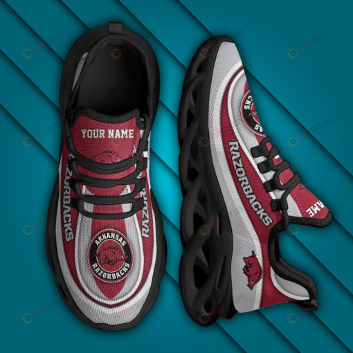 Arkansas Razorbacks Logo Curve Border Pattern Custom Name 3D Max Soul Sneaker Shoes