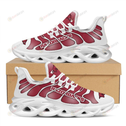 Arkansas Razorbacks Logo Pattern 3D Max Soul Sneaker Shoes In Red And White