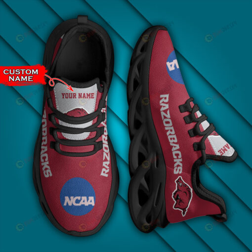 Arkansas Razorbacks Logo Text Pattern Custom Name 3D Max Soul Sneaker Shoes