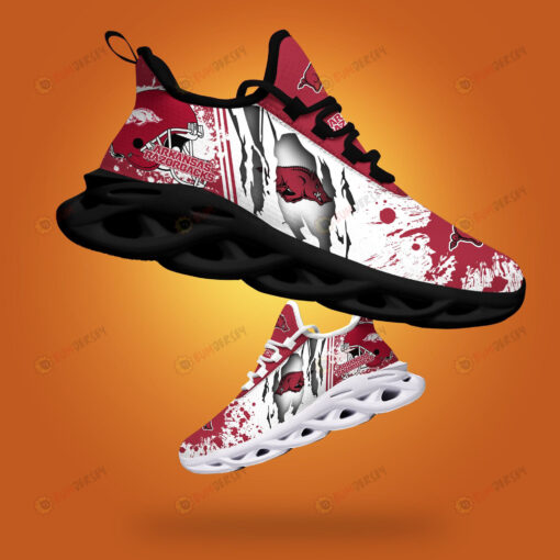 Arkansas Razorbacks Logo Torn And Splatter Pattern 3D Max Soul Sneaker Shoes