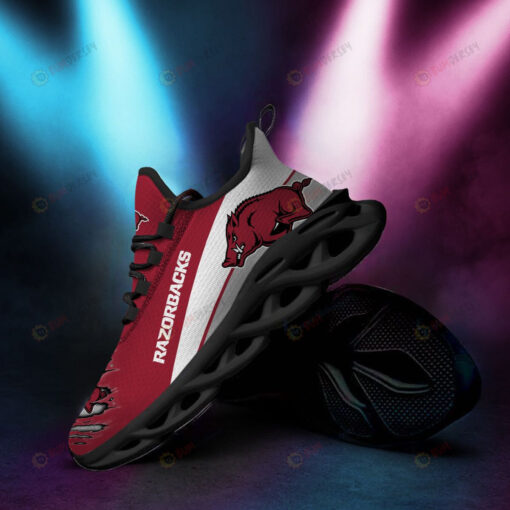 Arkansas Razorbacks Logo Torn Pattern 3D Max Soul Sneaker Shoes In Red