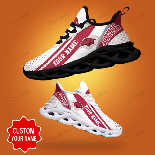 Arkansas Razorbacks Shadow Logo Polka Dot Pattern Custom Name 3D Max Soul Sneaker Shoes