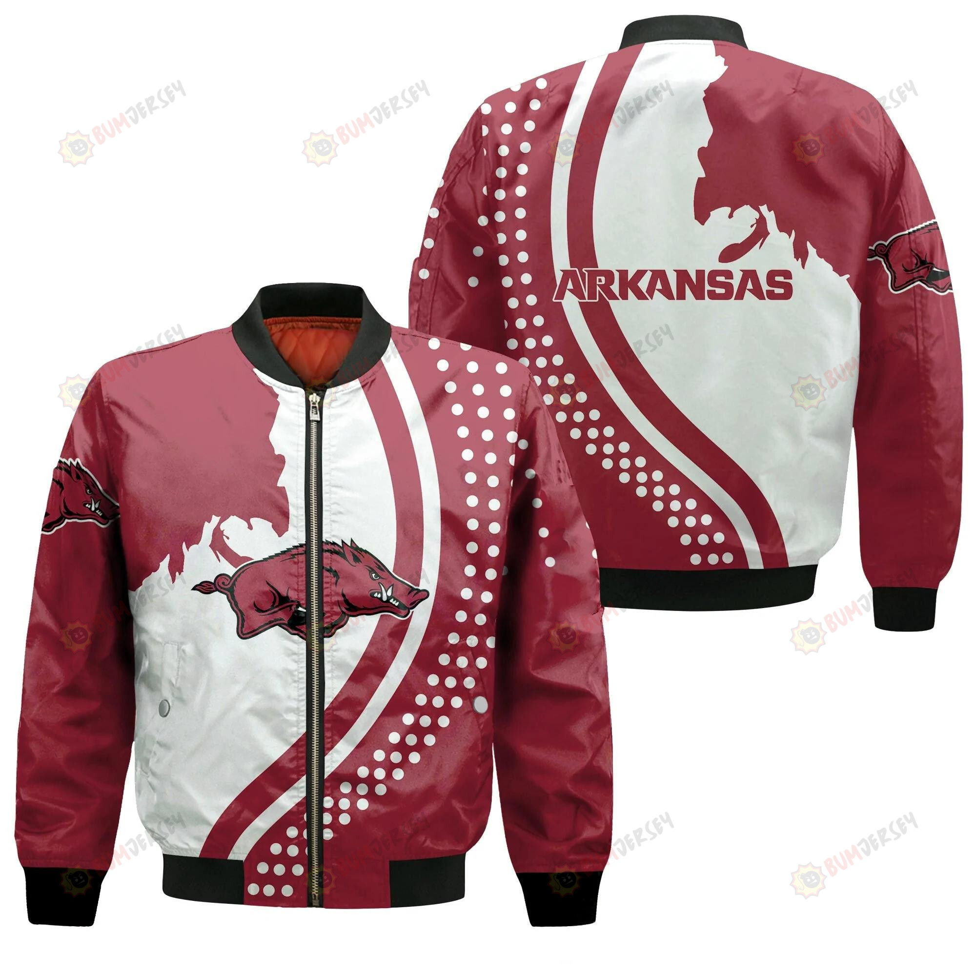 Arkansas Razorbacks - USA Map Bomber Jacket 3D Printed