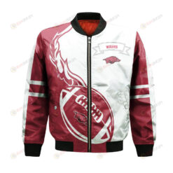 Arkansas State Red Wolves Bomber Jacket 3D Printed Flame Ball Pattern