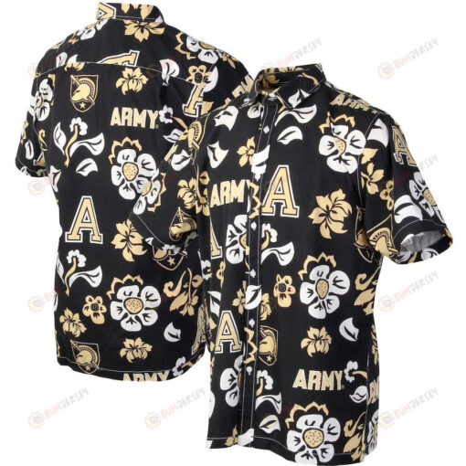 Army Black Knights Black Floral Button-Up Hawaiian Shirt