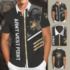 Army Black Knights Cadets Curved Hawaiian Shirt In Black