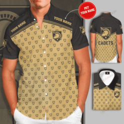 Army Black Knights Logo Custom Name Curved Hawaiian Shirt