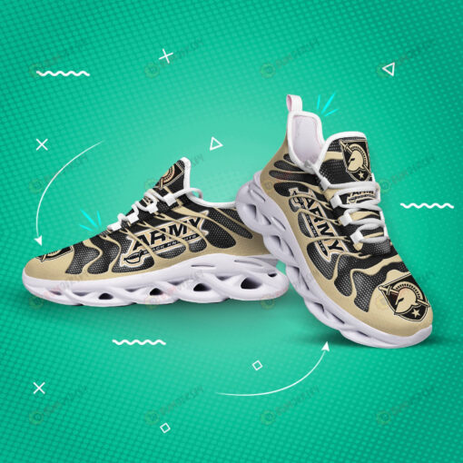 Army Black Knights Logo Hole Pattern 3D Max Soul Sneaker Shoes In Yellow