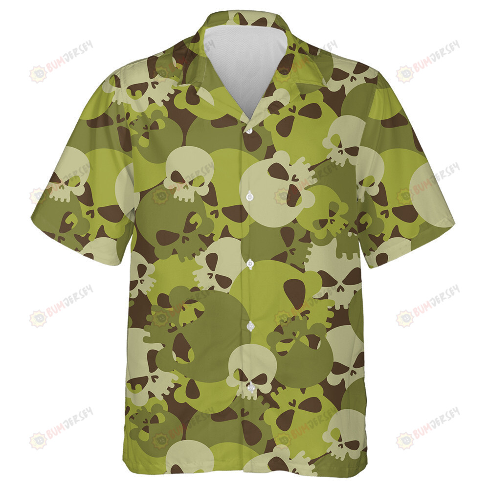 Army Camouflage Military Horror Skulls Bone Pattern Hawaiian Shirt