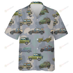 Army Military Vehicle Car Armored Camo Background Hawaiian Shirt