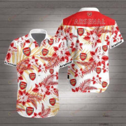 Arsenal Football Red White Curved Hawaiian Shirt