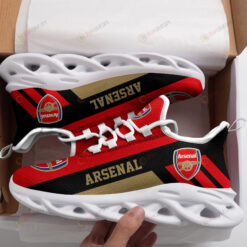 Arsenal Logo Pattern 3D Max Soul Sneaker Shoes In Red And Black