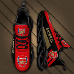 Arsenal Logo Pattern 3D Max Soul Sneaker Shoes In Red Black Gold