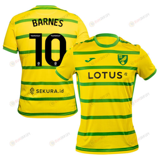 Ashley Barnes 10 Norwich City 2023/24 Home Men Jersey - Yellow