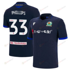 Ashley Phillips 33 Blackburn Rovers 2022-23 Away Jersey - Navy