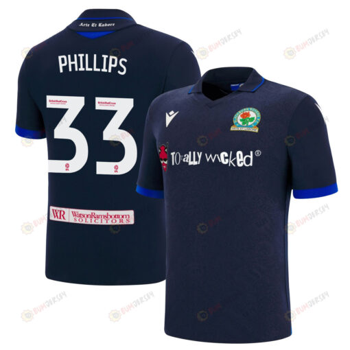 Ashley Phillips 33 Blackburn Rovers 2022-23 Away Jersey - Navy