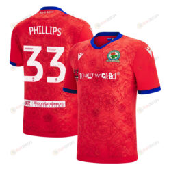 Ashley Phillips 33 Blackburn Rovers 2022-23 Third Jersey - Red