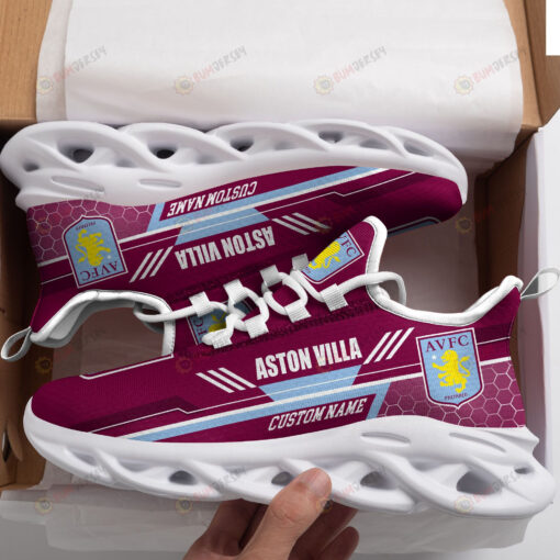 Aston Villa Logo Custom Name Pattern 3D Max Soul Sneaker Shoes