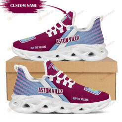 Aston Villa Logo Custom Name Pattern 3D Max Soul Sneaker Shoes In Blue And Claret