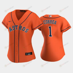 Astros 1 Carlos Correa Orange Women's Alternate Jersey Jersey