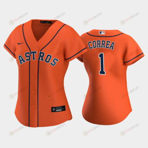 Astros 1 Carlos Correa Orange Women's Alternate Jersey Jersey