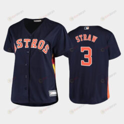 Astros 3 Myles Straw Navy Women's Plus Size Jersey Jersey