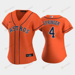 Astros 4 George Springer Orange Women's Alternate Jersey Jersey