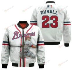 Atlanta Braves Adam Duvall 23 White For Braves Fans Bomber Jacket 3D Printed