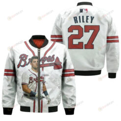 Atlanta Braves Austin Riley 27 Legends White For Braves Fans Bomber Jacket 3D Printed