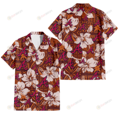 Atlanta Braves Bisque Hibiscus Brown Pattern 3D Hawaiian Shirt