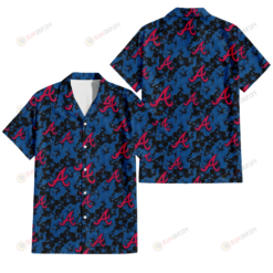 Atlanta Braves Black Dark Blue Hibiscus Black Background 3D Hawaiian Shirt