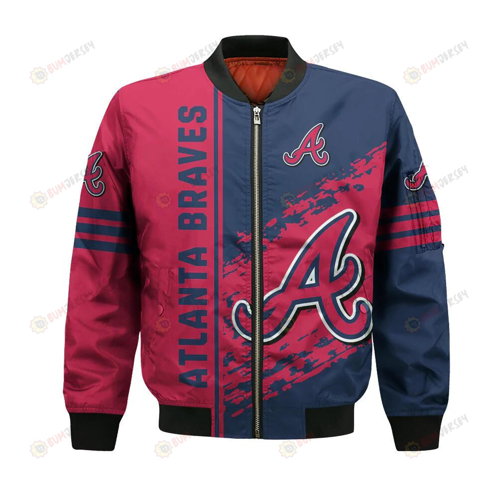 Atlanta Braves Bomber Jacket 3D Printed Logo Pattern In Team Colours