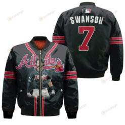 Atlanta Braves Dansby Swanson 7 Navy 3D Personalized Gift For Braves Fans Bomber Jacket 3D Printed