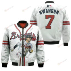 Atlanta Braves Dansby Swanson 7 White For Braves Fans Bomber Jacket 3D Printed