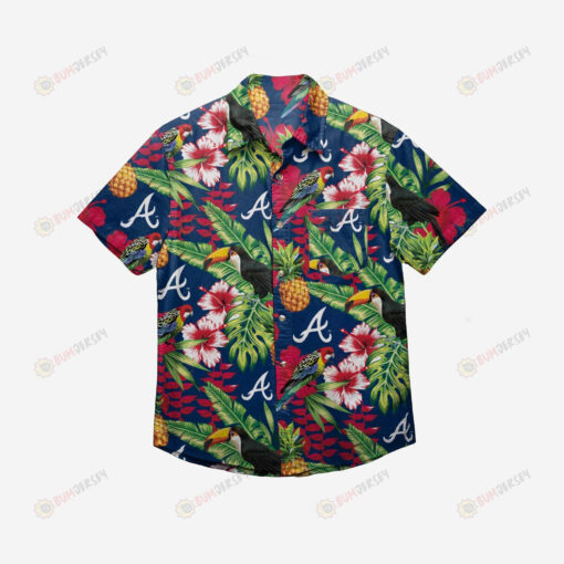 Atlanta Braves Floral Button Up Hawaiian Shirt