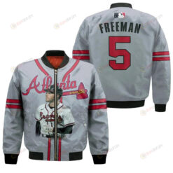 Atlanta Braves Freddie Freeman 5 Legend Player Gray For Braves Fans Bomber Jacket 3D Printed