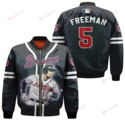 Atlanta Braves Freddie Freeman 5 Legendary Captain Black For Braves Fans Bomber Jacket 3D Printed