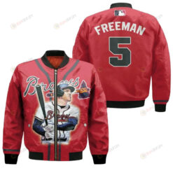 Atlanta Braves Freddie Freeman 5 Legendary Captain Red For Braves Fans Bomber Jacket 3D Printed