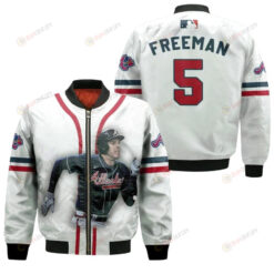 Atlanta Braves Freddie Freeman 5 Legendary Captain White For Braves Fans Bomber Jacket 3D Printed