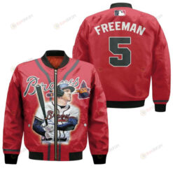 Atlanta Braves Freddie Freeman 5 Pattern Bomber Jacket - Red