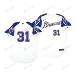 Atlanta Braves Greg Maddux 31 Cooperstown White Throwback Home Jersey
