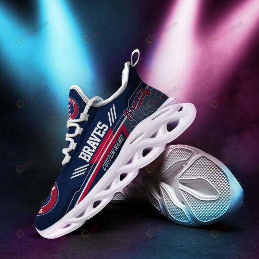 Atlanta Braves Logo Beehive Pattern Custom Name 3D Max Soul Sneaker Shoes