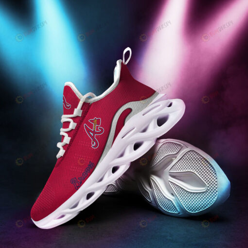 Atlanta Braves Logo Pattern 3D Max Soul Sneaker Shoes In Red