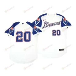 Atlanta Braves Marcell Ozuna 20 Cooperstown White Throwback Home Jersey