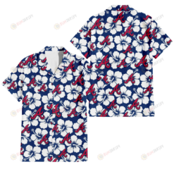 Atlanta Braves Modern White Hibiscus Navy Background 3D Hawaiian Shirt