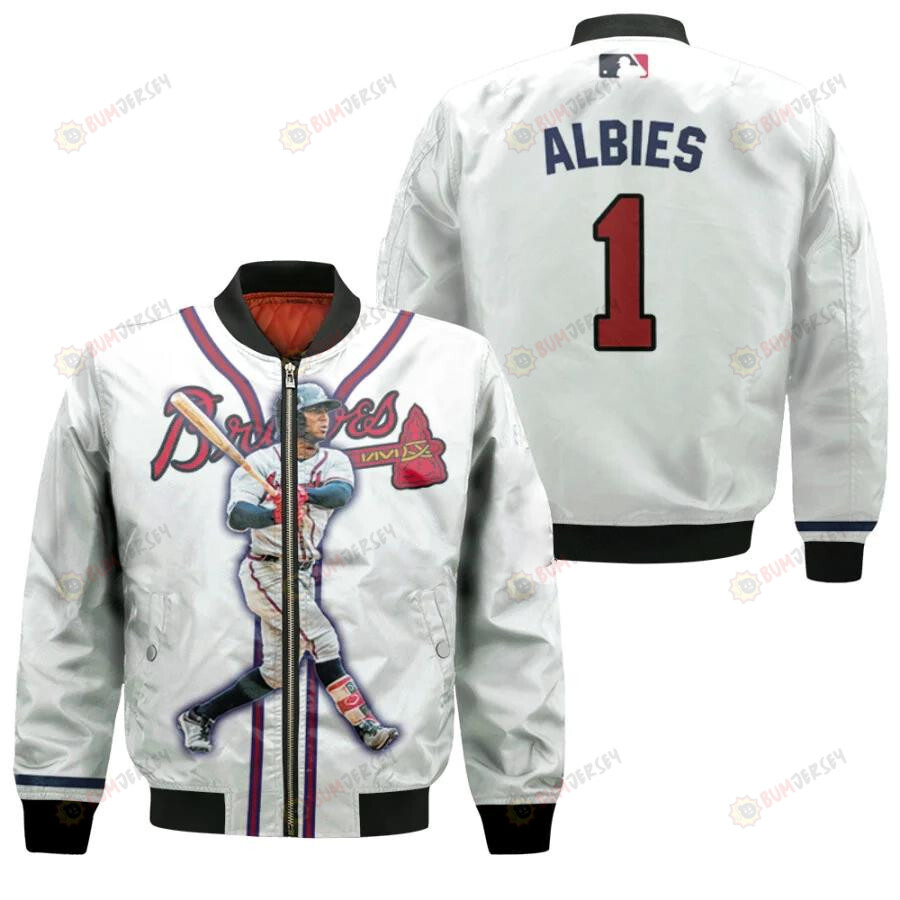 Atlanta Braves Ozzie Albies 1 Best Legends White For Braves Fans Bomber Jacket 3D Printed