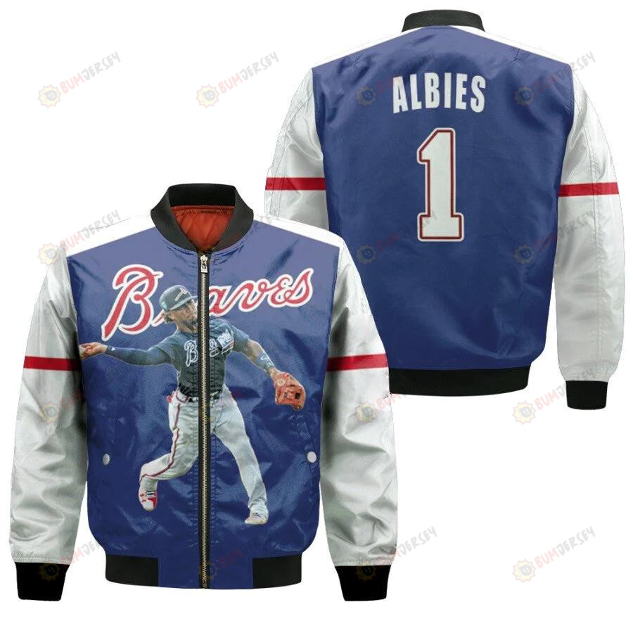 Atlanta Braves Ozzie Albies 1 Player Blue For Braves Fans Bomber Jacket 3D Printed