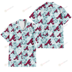 Atlanta Braves Pale Turquoise Hibiscus Light Cyan Background 3D Hawaiian Shirt