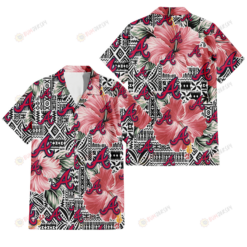 Atlanta Braves Pink Hibiscus Black Pattern White Background 3D Hawaiian Shirt