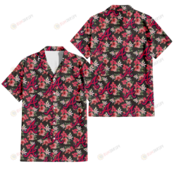 Atlanta Braves Pink Hibiscus Orchid Brown Background 3D Hawaiian Shirt